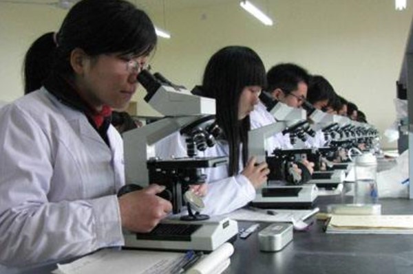 四川省针灸学校中药专业学生在上实训课 四川省针灸学校中药专业学生在上实训课