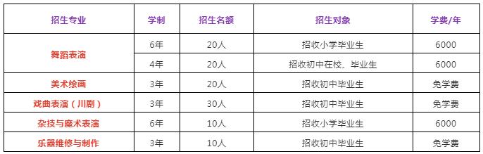 2022年成都市文化艺术学校招生专业和计划